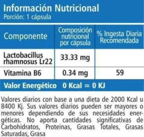 Probiótico Lactobacillus con B6 (30 Cápsulas) - Geonat