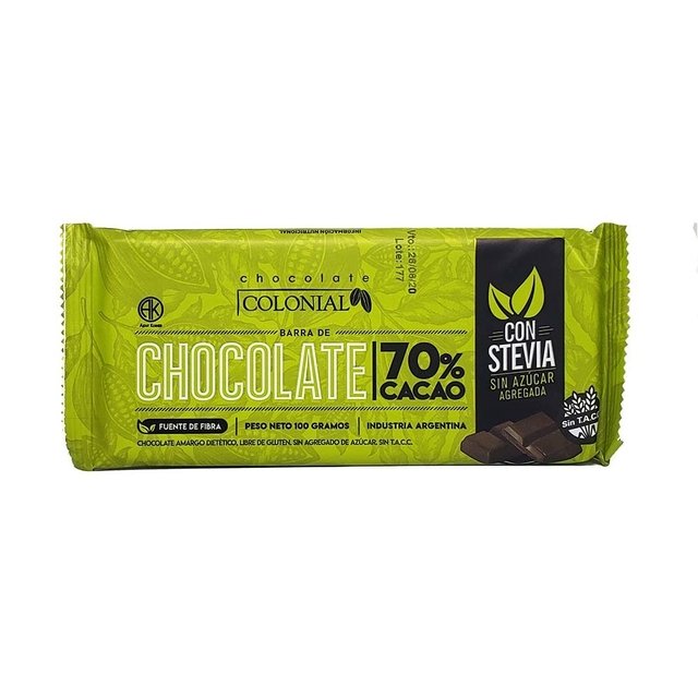 Chocolate 70% Cacao con Stevia - Colonial