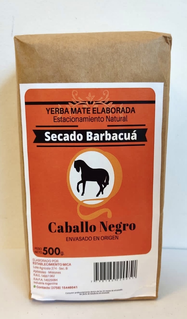 Yerba Mate Secado Barbacuá x 500 grs. Caballo Negro