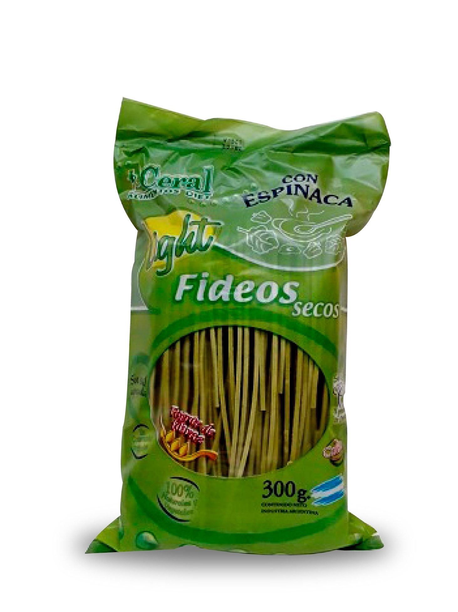 Fideos secos con Espinaca x 300 grs.- Ceral