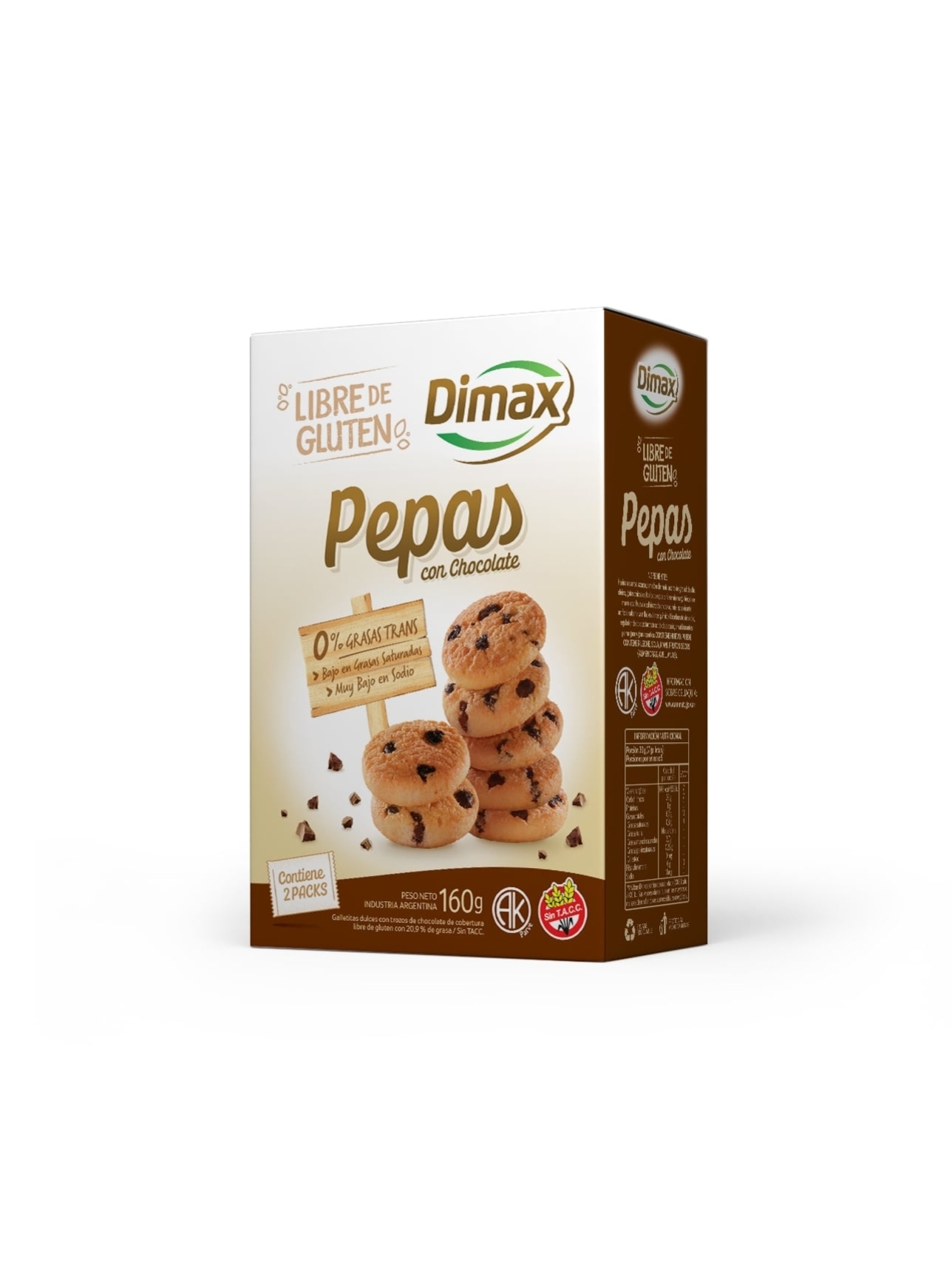 Galletas Pepas Chips x 160 grs, - Sin Tacc - Dimax