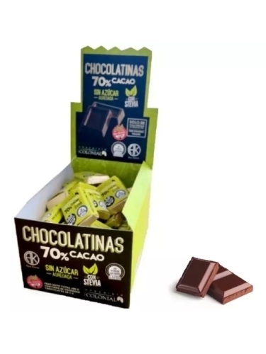 Chocolate 70% Cacao con Stevia x 5grs. - Colonial