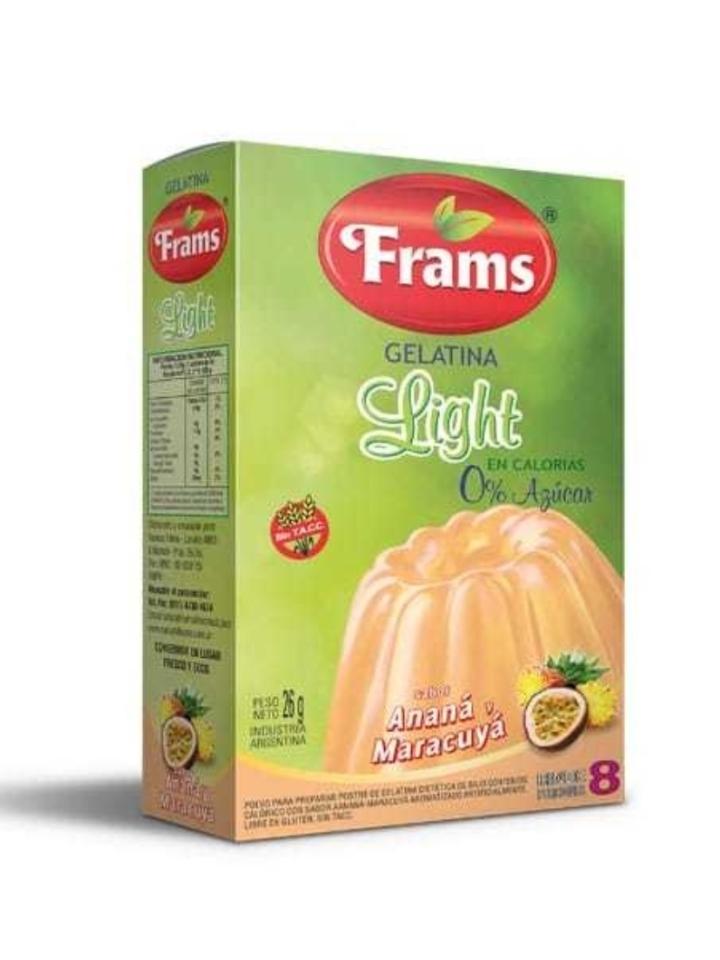 Gelatina Light Ananas -Maracuya x 8 sobres - Frams