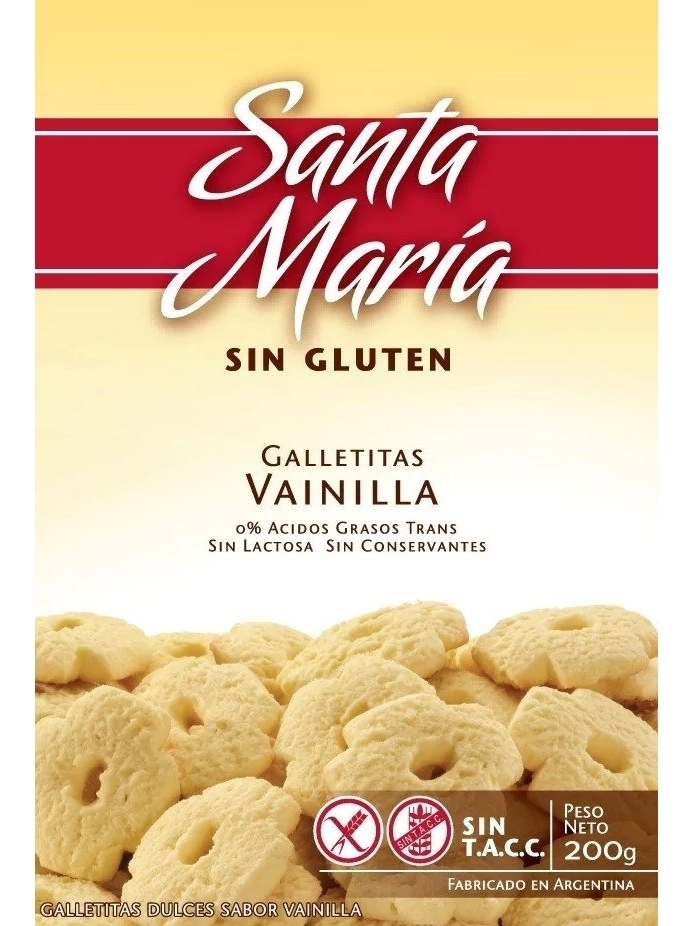 Galletas Santa Maria-VAINILLA-SIN TACC-SIN LACTOSA x 200 grs.