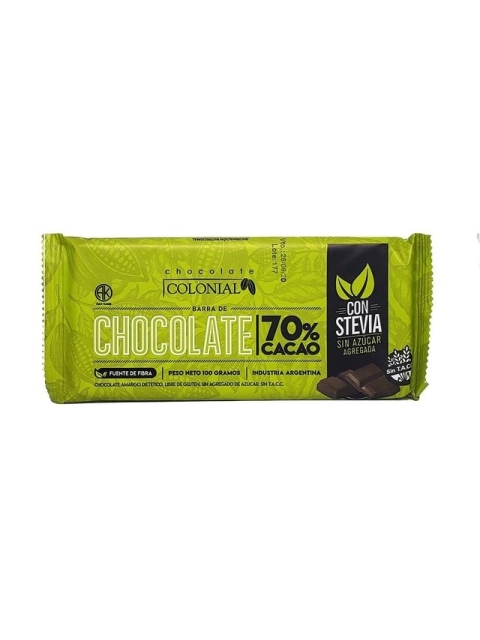 Chocolate 70% Cacao con Stevia - Colonial