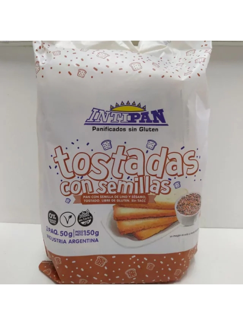 Tostadas con semillas - sin TACC- Intipan- 3PAQ x 50g