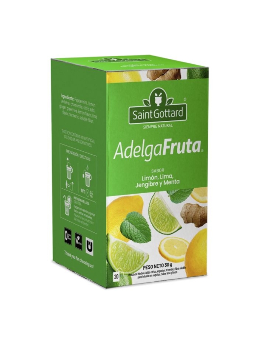 Adelgafruta LIMON, LIMA, JENGIBRE y MENTA x 20 saq.-Saint Gottard